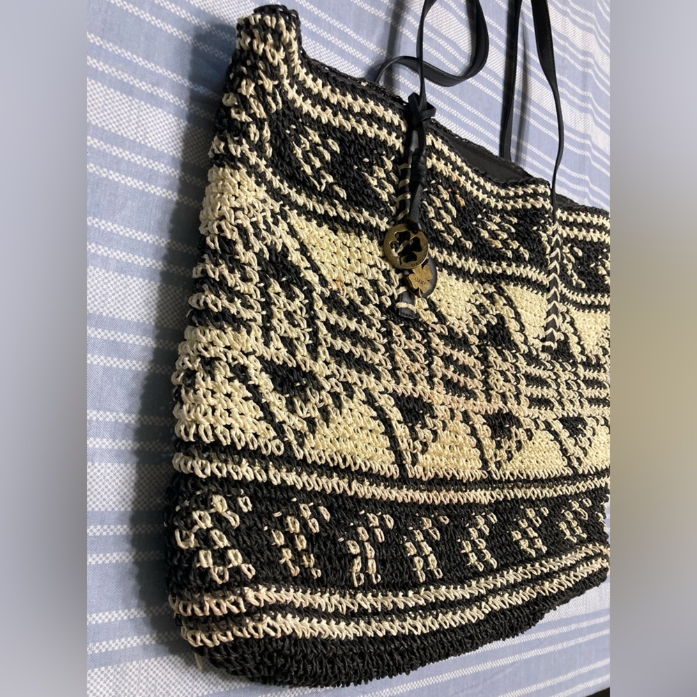 💛TODAY***$17***RARE Vintage Lucky Brand woven paper tote bag. - Picture 6 of 8